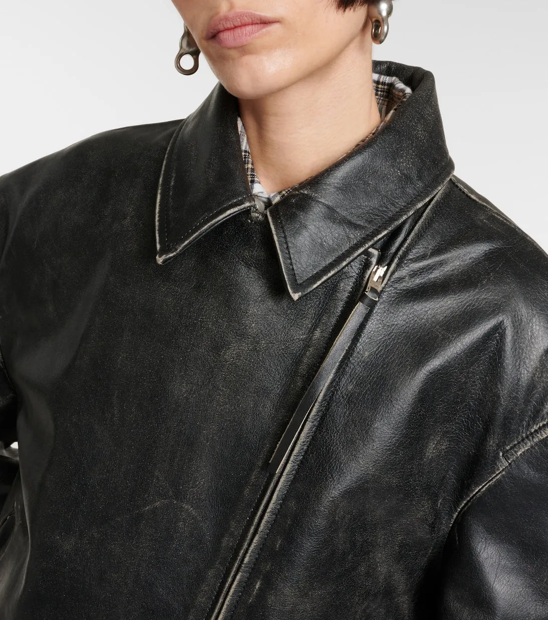 Acne Studios distressed leather biker jacket, black