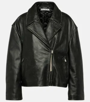 Acne Studios distressed leather biker jacket, black