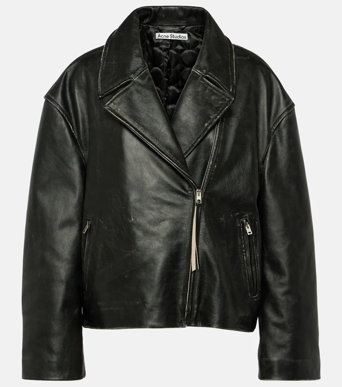 Acne Studios distressed leather biker jacket, black